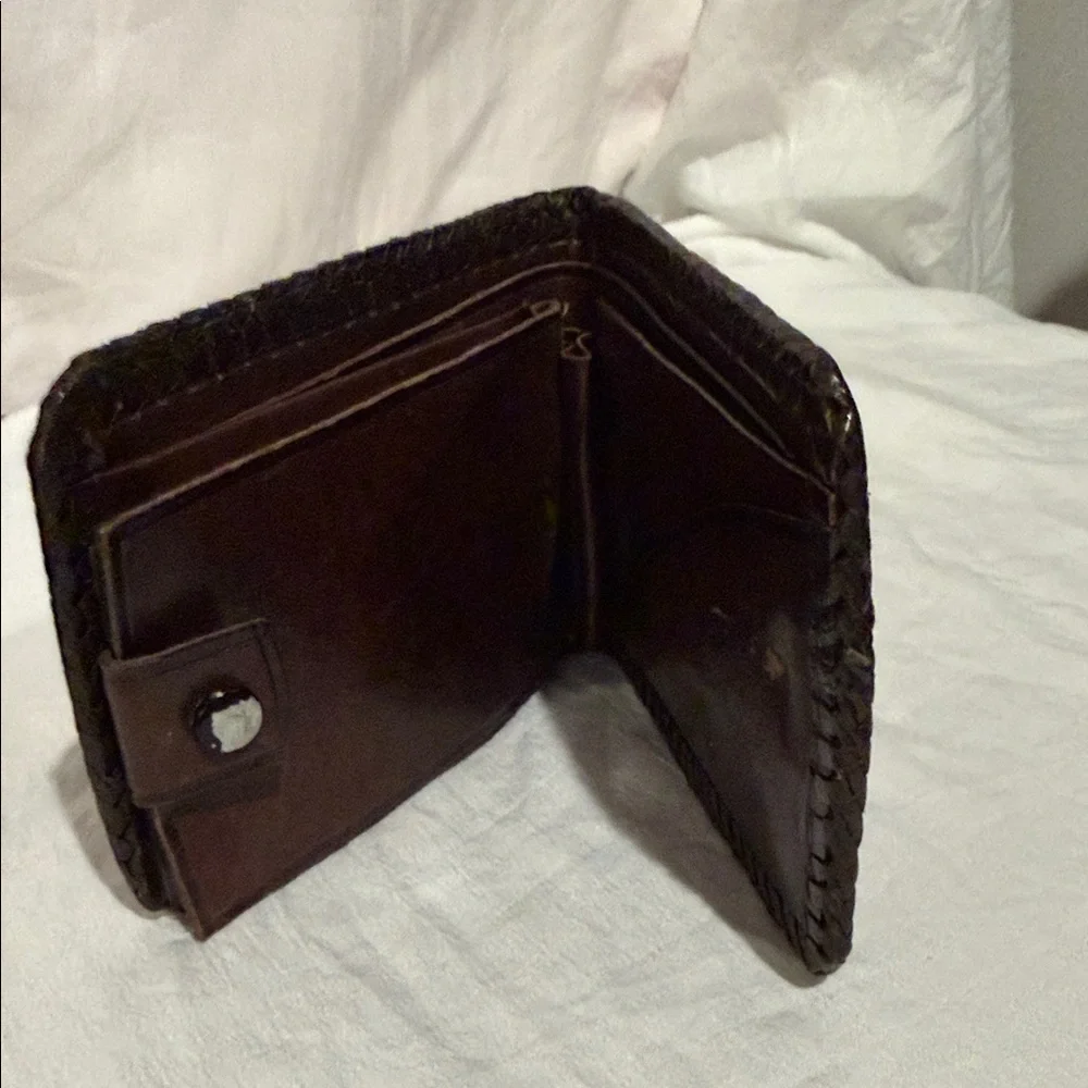 Brown Leather Wallet with Embossed Design